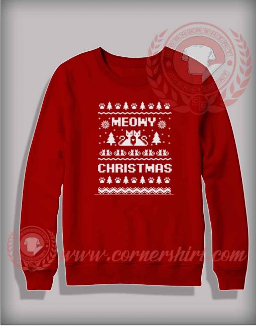 Meowy Christmas Sweatshirt Funny Christmas Gifts For Friends