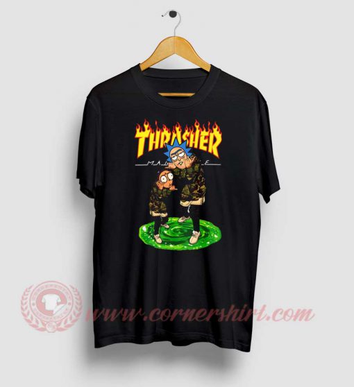 Rick and Morty X Thrasher Custom Design T Shirt