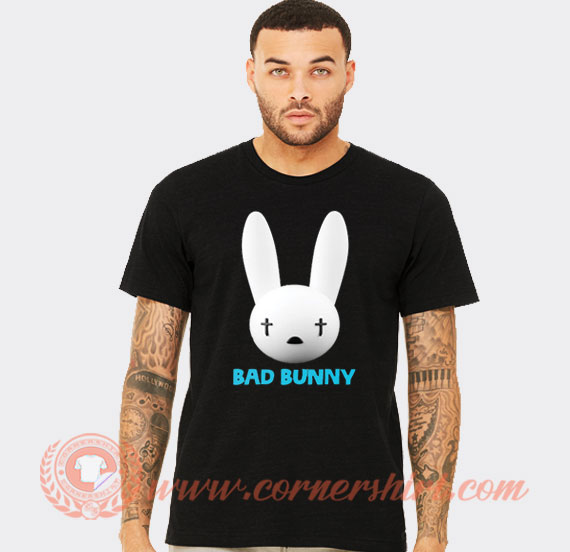 indsigelse Regelmæssigt eftertiden Bad Bunny Funny Logo T-shirt On Sale - Cornershirt.com