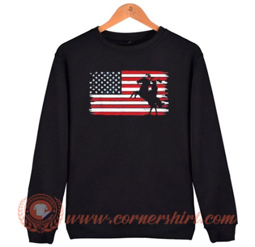 Distressed American Flag Horse Sweatshirt On Sale