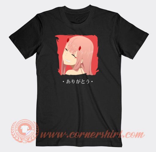 Zero-Two-from-Darling-in-The-Franxx-Arigatou-T-shirt-On-Sale