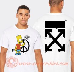Peace Sign Bart Simpson Off White T-shirt On Sale