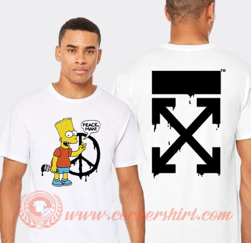 Peace Sign Bart Simpson Off White T-shirt On Sale