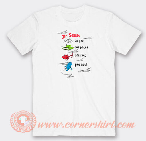 Dr-Seuss-Book-In-Spanish-One-Fish-Red-Fish-T-shirt-On-Sale