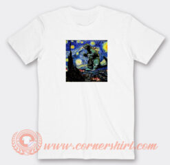Godzilla-Starry-Night-Van-Gogh-T-shirt-On-Sale