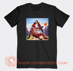 Jesus Crossing Up Satan Basketball T-Shirt On Sale