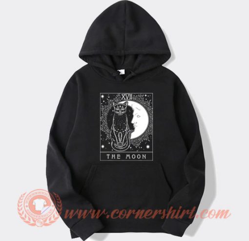 Tarot Card XVII The Moon And Cat Hoodie On Sale