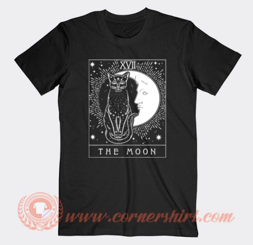 Tarot Card XVII The Moon And Cat T-Shirt On Sale